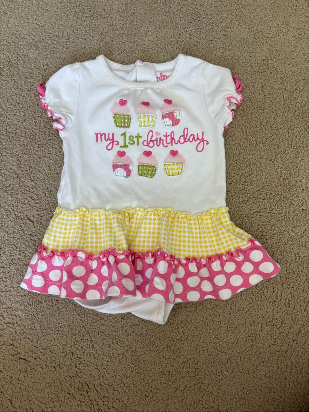 My 1st Birthday Cupcake Ruffle Baby Dress - 18 Months